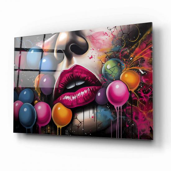 Pop Art Kadın Cam Tablo