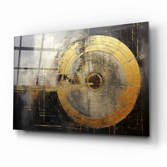 Gold Soyut Cam Tablo