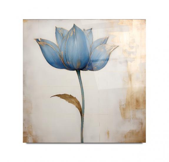 Mavı Çiçek Cam Tablo