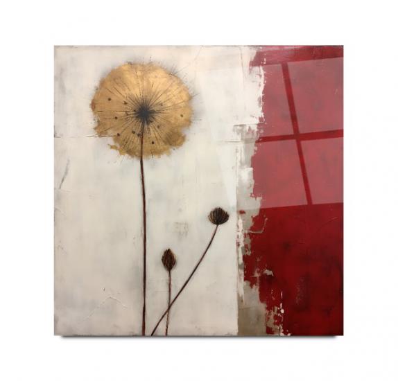 Gold Çiçek Cam Tablo