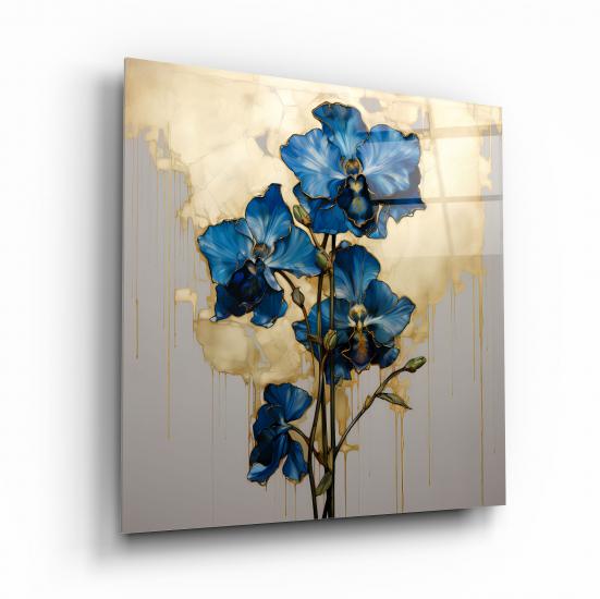 Mavi Çiçek Cam Tablo