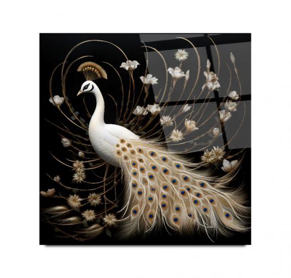 Tavus Kuşu Cam Tablo