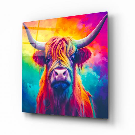 Renklı Asya Mandası Cam Tablo