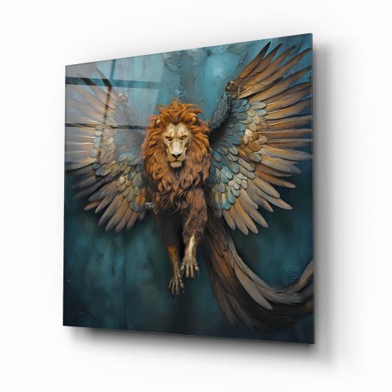 Kanatlı Aslan Cam Tablo