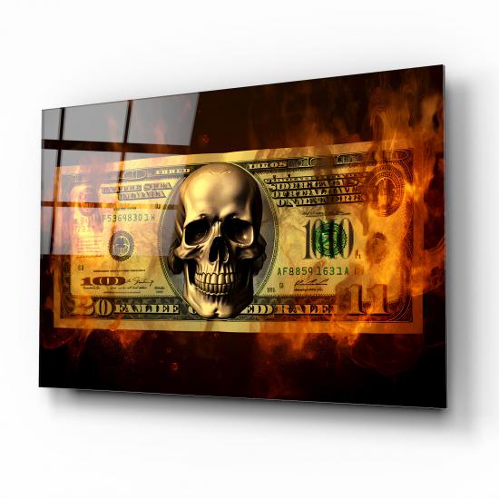 Para ve İskelet Cam Tablo