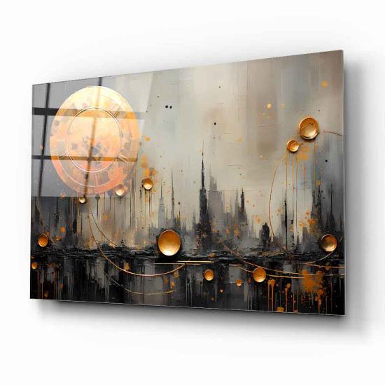 Gold Soyut Cam Tablo