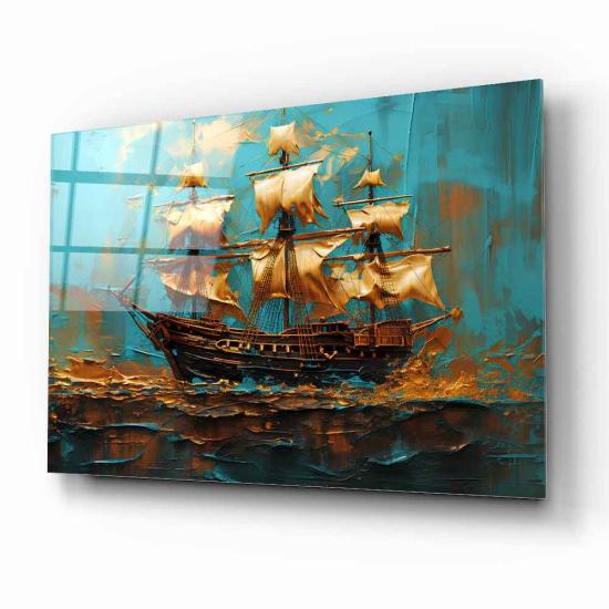 Yelkenli Gemi Cam Tablo