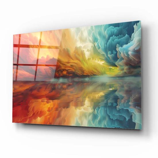 Renkli Bulutlar Cam Tablo