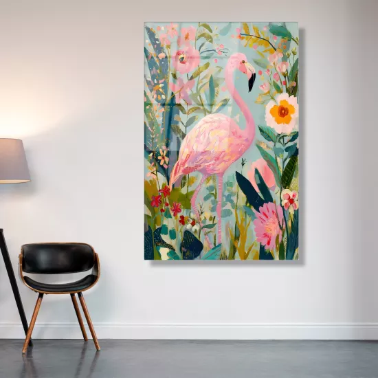 Renkli Flamingo Cam Tablo