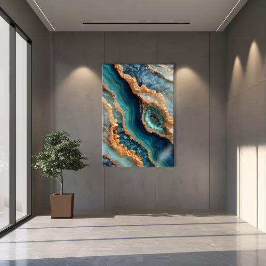 Mavili Dalga Cam Tablo