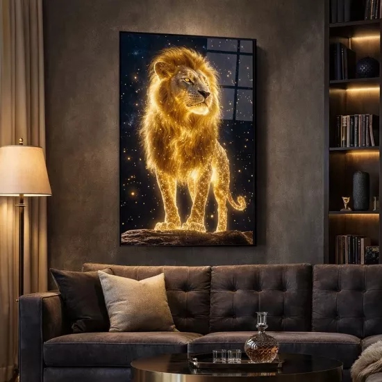 Gold Aslan Cam Tablo