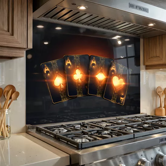 İskambil Kartlı Ocak Arkası Cam Koruyucu