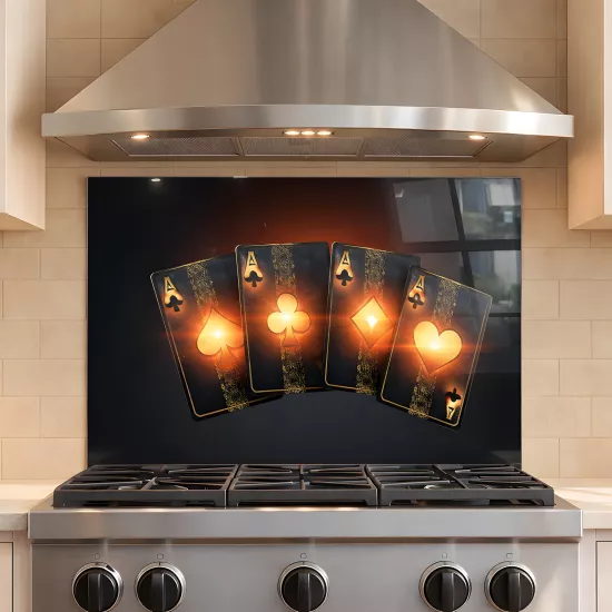 İskambil Kartlı Ocak Arkası Cam Koruyucu