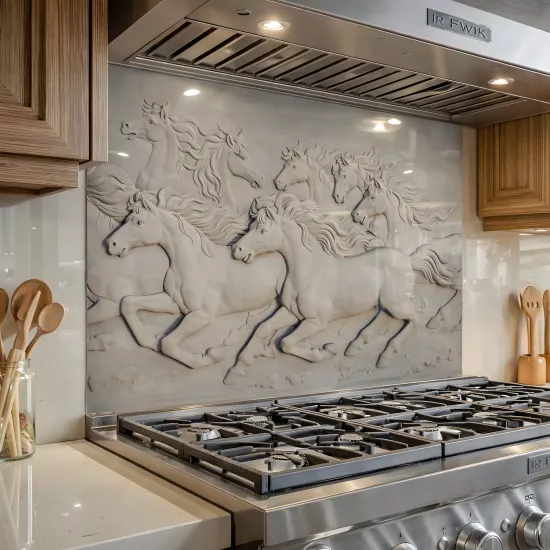 Koşan Atlar Ocak Arkası Cam Koruyucu