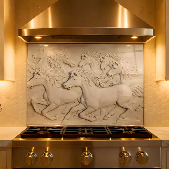 Koşan Atlar Ocak Arkası Cam Koruyucu