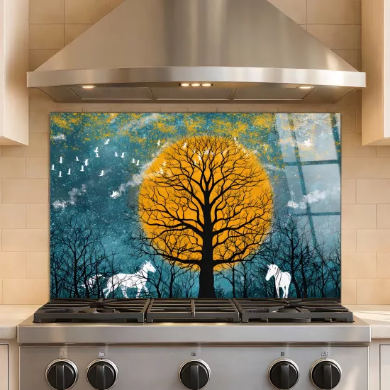 Ağaçlı Ocak Arkası Cam Koruyucu