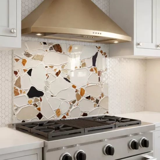 Mozaik Desenli  Ocak Arkası Cam Koruyucu