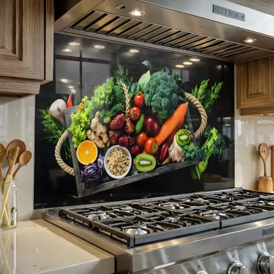 Sebzeli Ocak Arkası Cam Koruyucu