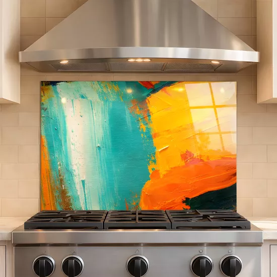 Renkli Ocak Arkası Cam Koruyucu