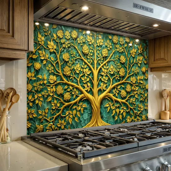 Gold Ağaç Ocak Arkası Cam Koruyucu