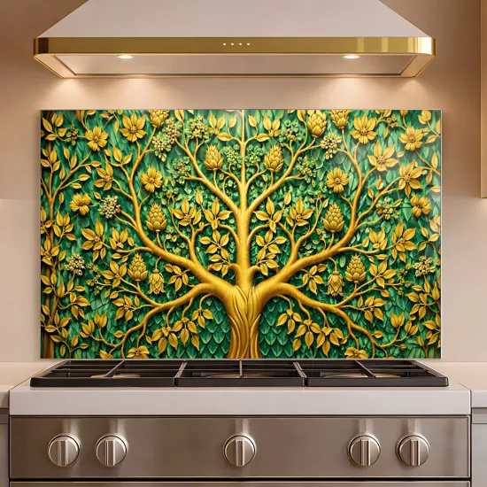 Gold Ağaç Ocak Arkası Cam Koruyucu