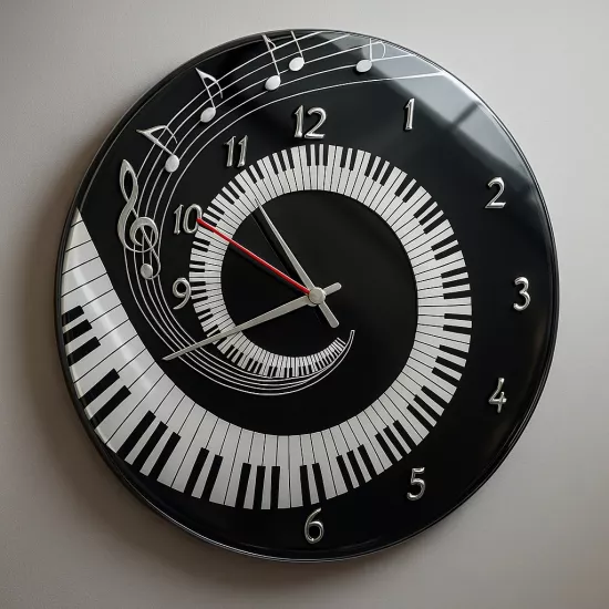 Piyano Cam Duvar Saati