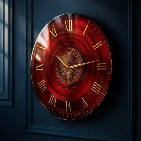 Bordo Gold Cam Duvar Saati