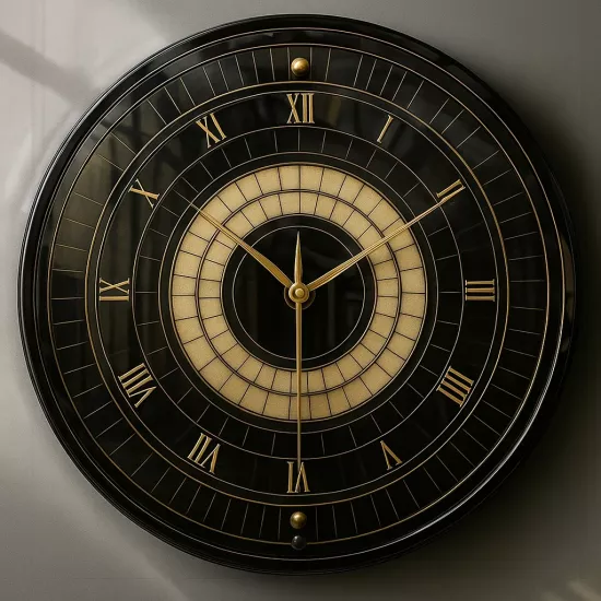 Siyah Gold Cam Duvar Saati