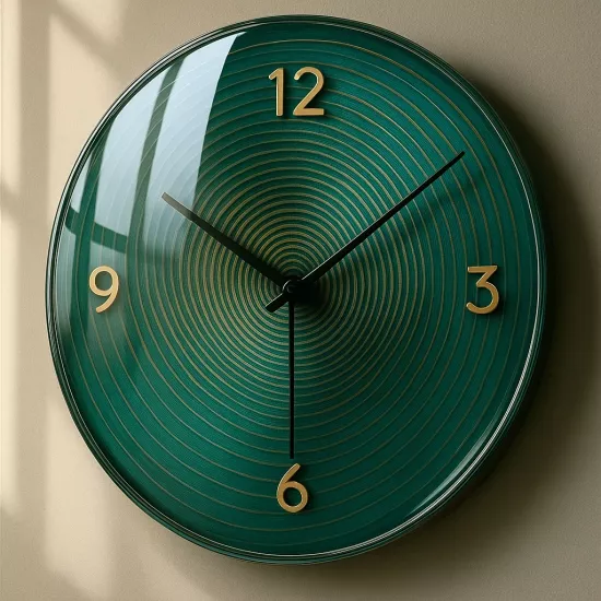 Turkuaz Çizgili Cam Duvar Saati