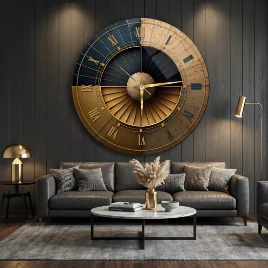 Bronz Cam Duvar Saati