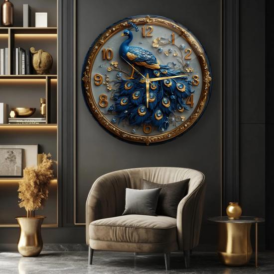 Tavuskuşu Cam Duvar Saati