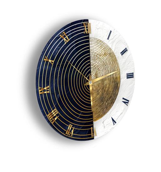 Gold Çizgili Cam Duvar Saati