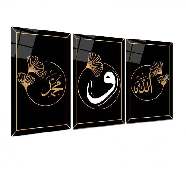 Allah ve Muhammed Lafzı Triple Cam Tablo