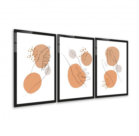 Soyut Minimal Triple Cam Tablo Seti