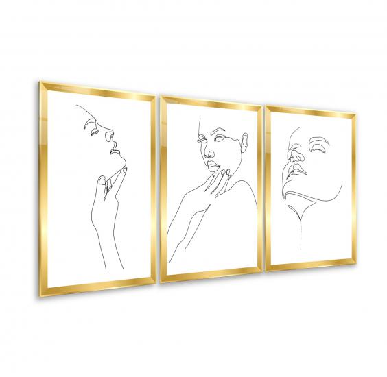 Minimal Portre Triple Cam Tablo Seti