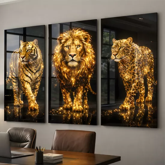 Vahşi Kediler Üçlü Cam Tablo Seti