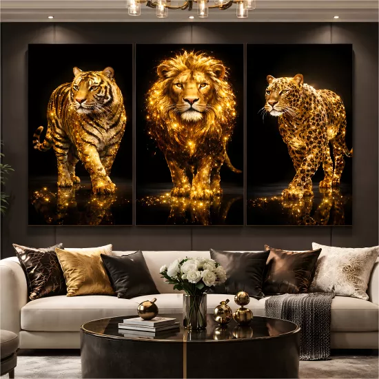 Vahşi Kediler Üçlü Cam Tablo Seti