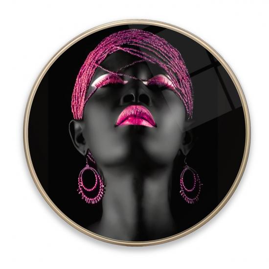 Afrikalı Kadın Yuvarlak Cam Tablo