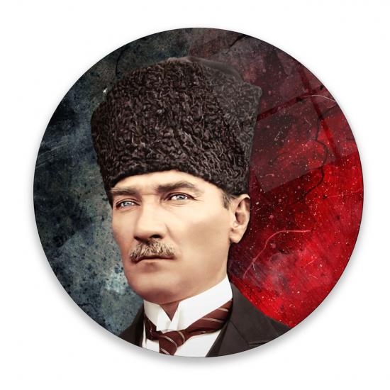 Atatürk Yuvarlak Cam Tablo