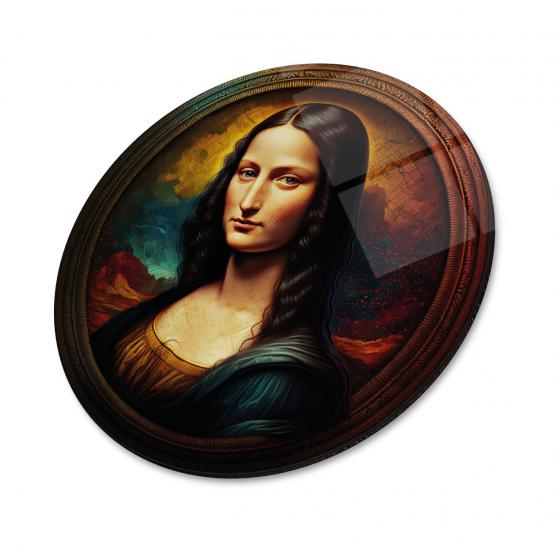 Mona Lisa Yuvarlak Cam Tablo