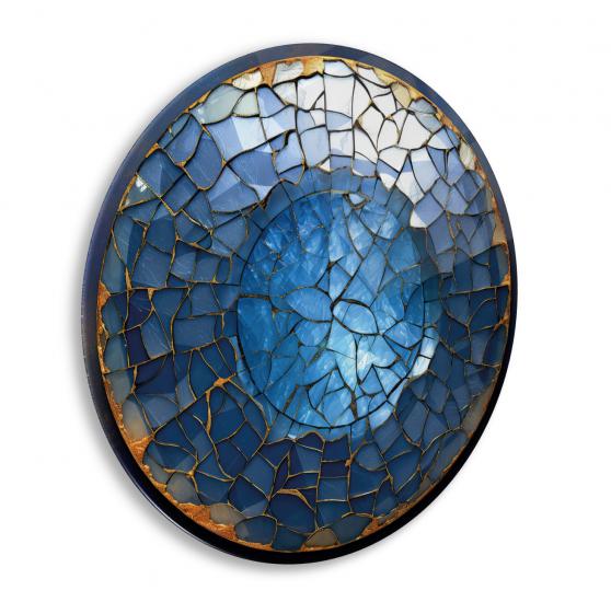 Soyut Mavi Yuvarlak Cam Tablo