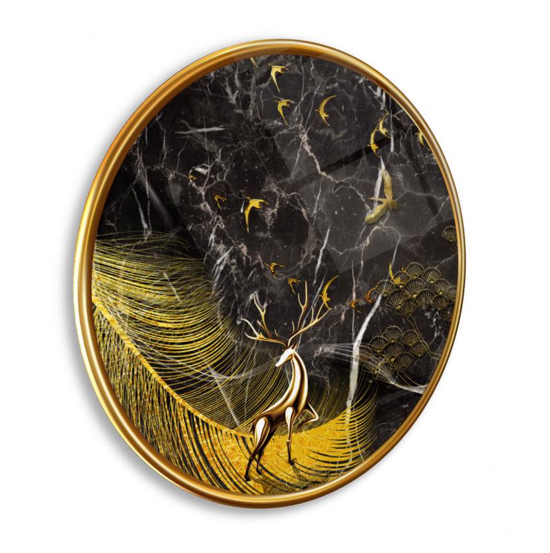 Geyik Yuvarlak Cam Tablo