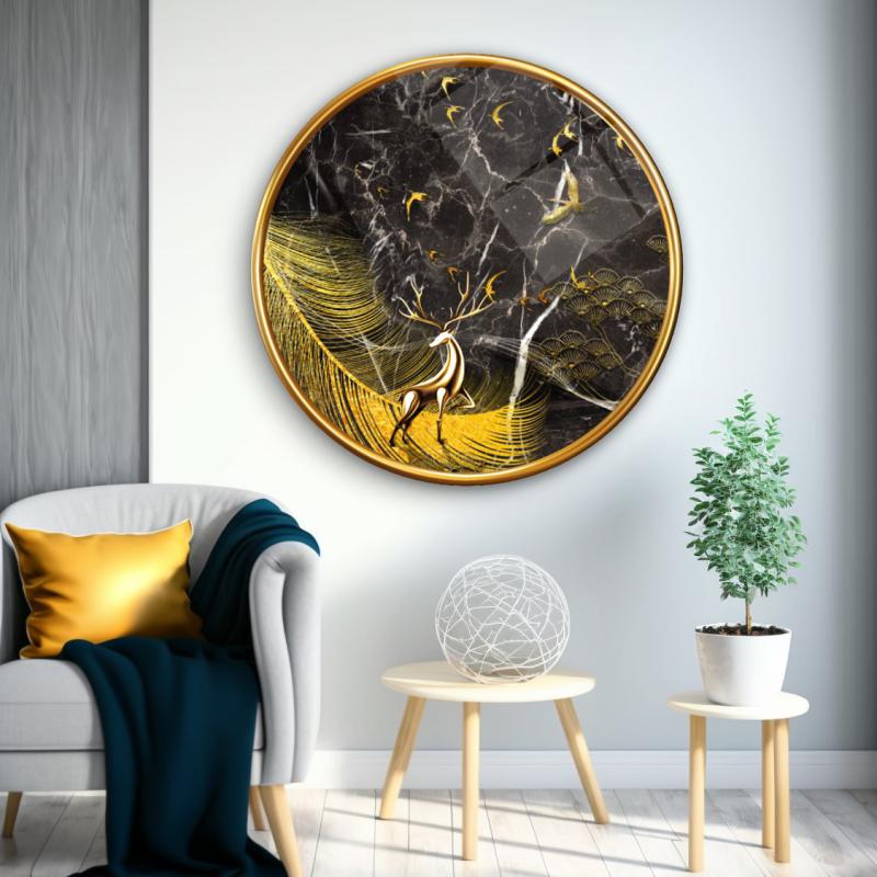 Geyik Yuvarlak Cam Tablo