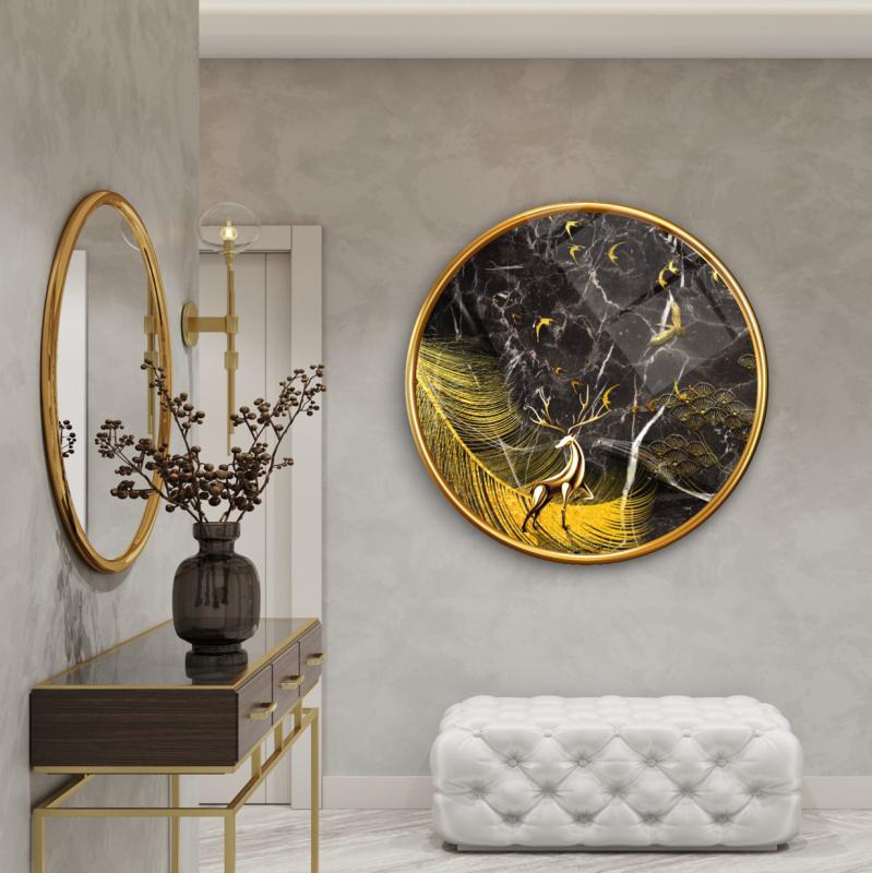 Geyik Yuvarlak Cam Tablo