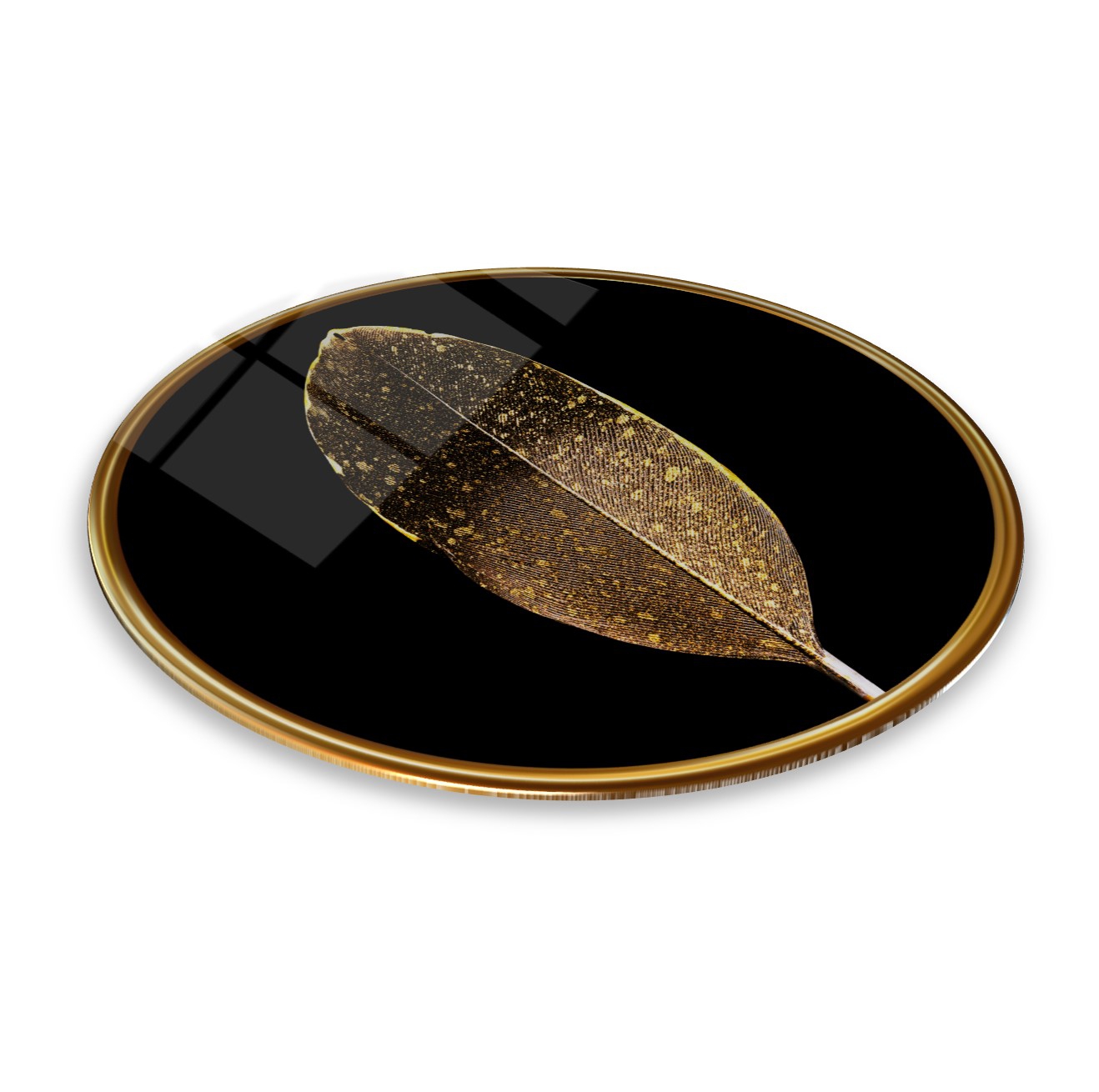 Gold Tüy Yuvarlak Cam Tablo