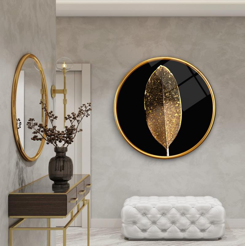 Gold Tüy Yuvarlak Cam Tablo