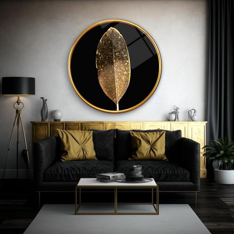 Gold Tüy Yuvarlak Cam Tablo