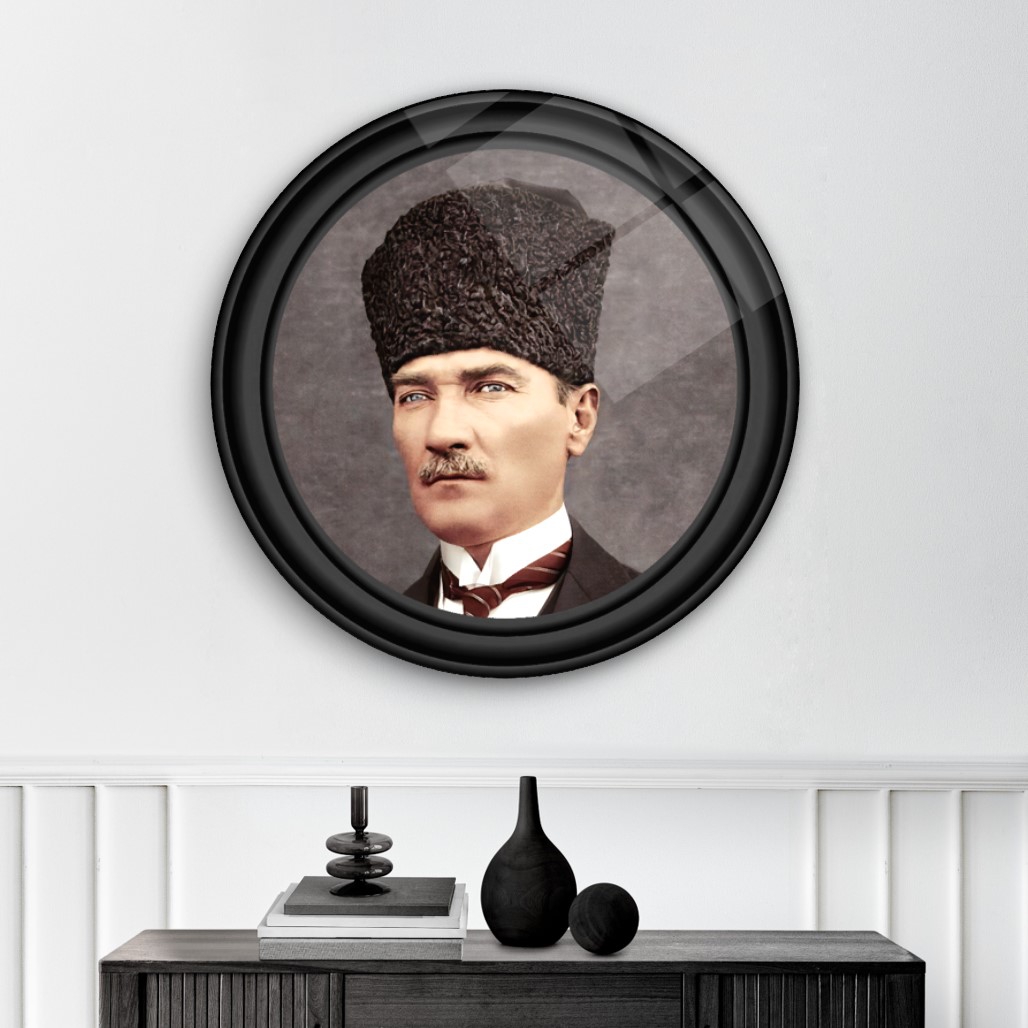 Atatürk Yuvarlak Cam Tablo