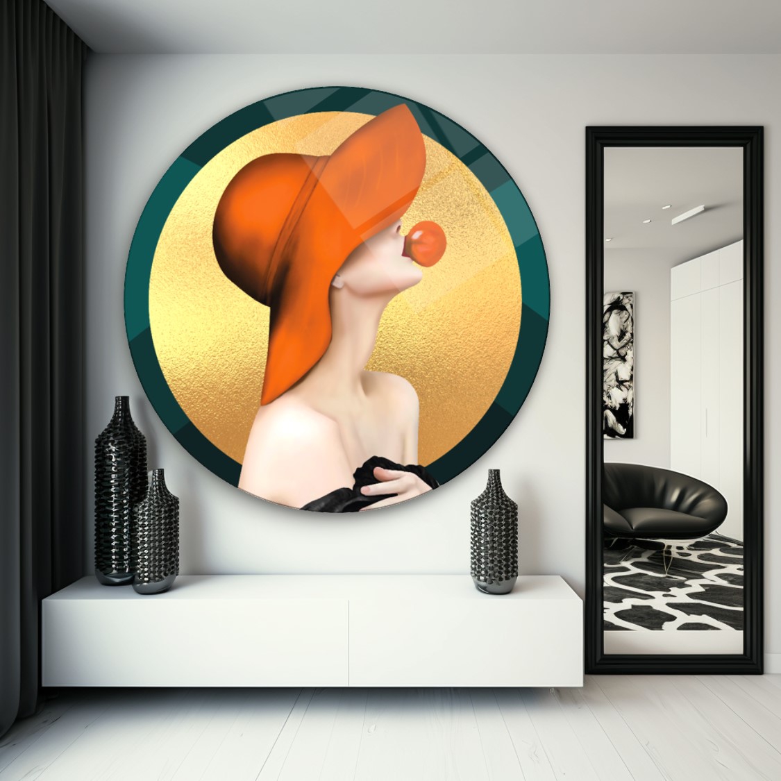 Kadın Yuvarlak Cam Tablo