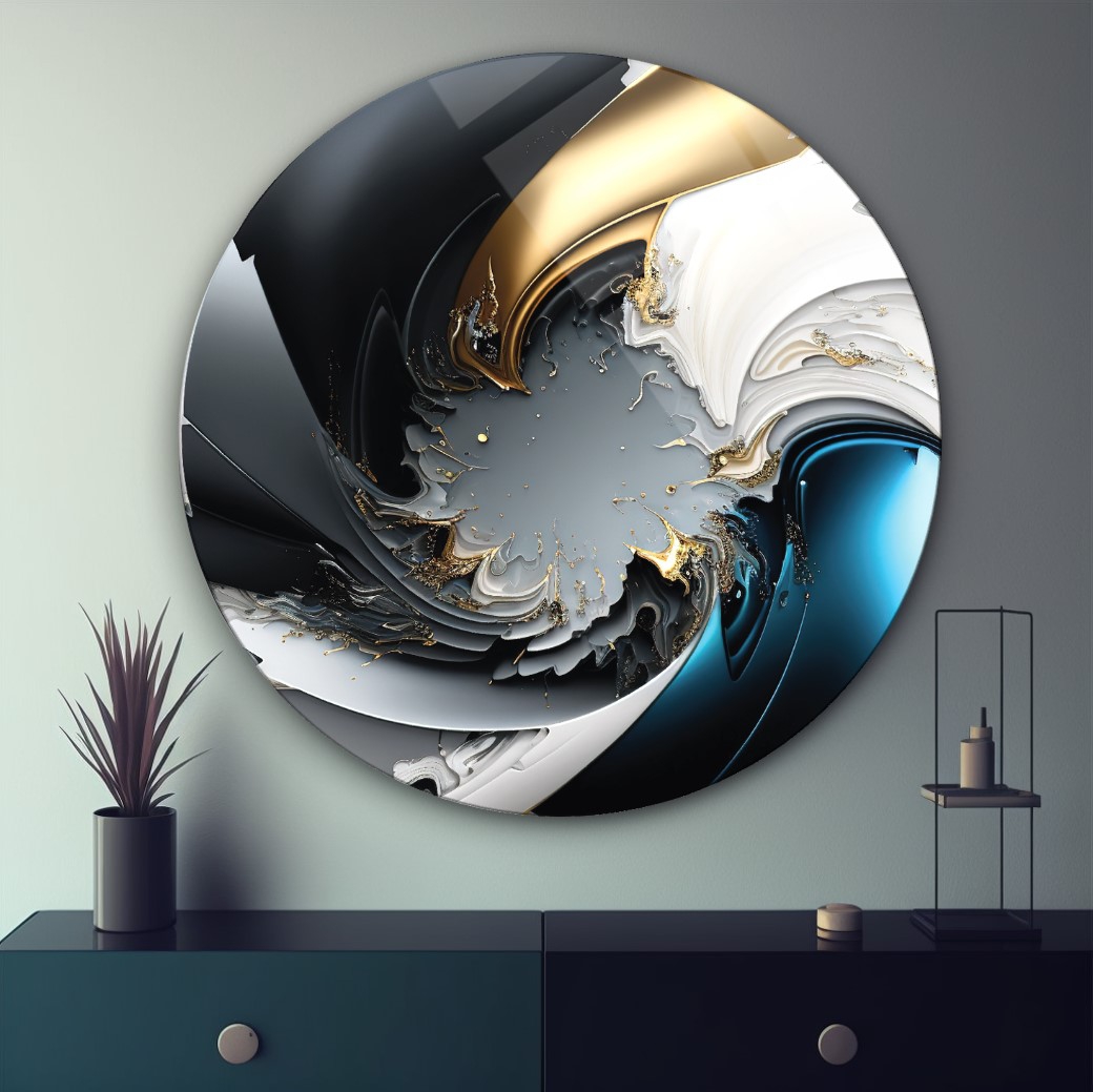 Soyut Yuvarlak Cam Tablo